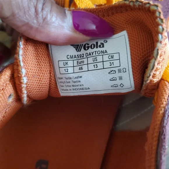 Gola Daytona Moody Orange/Burgundy/White Mens Jogger Sneakers Size 13 - Picture 7 of 7